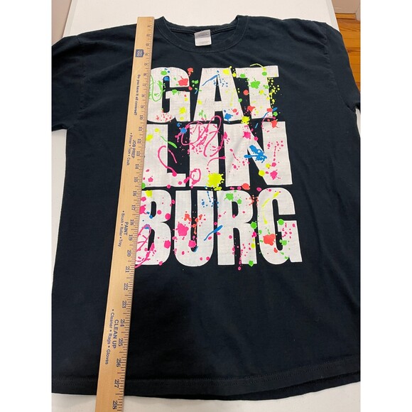 VTG Gatlinburg TN 80s 90s Neon Splatter Paint Destination T Shirt Unisex Adult L - Picture 8 of 9